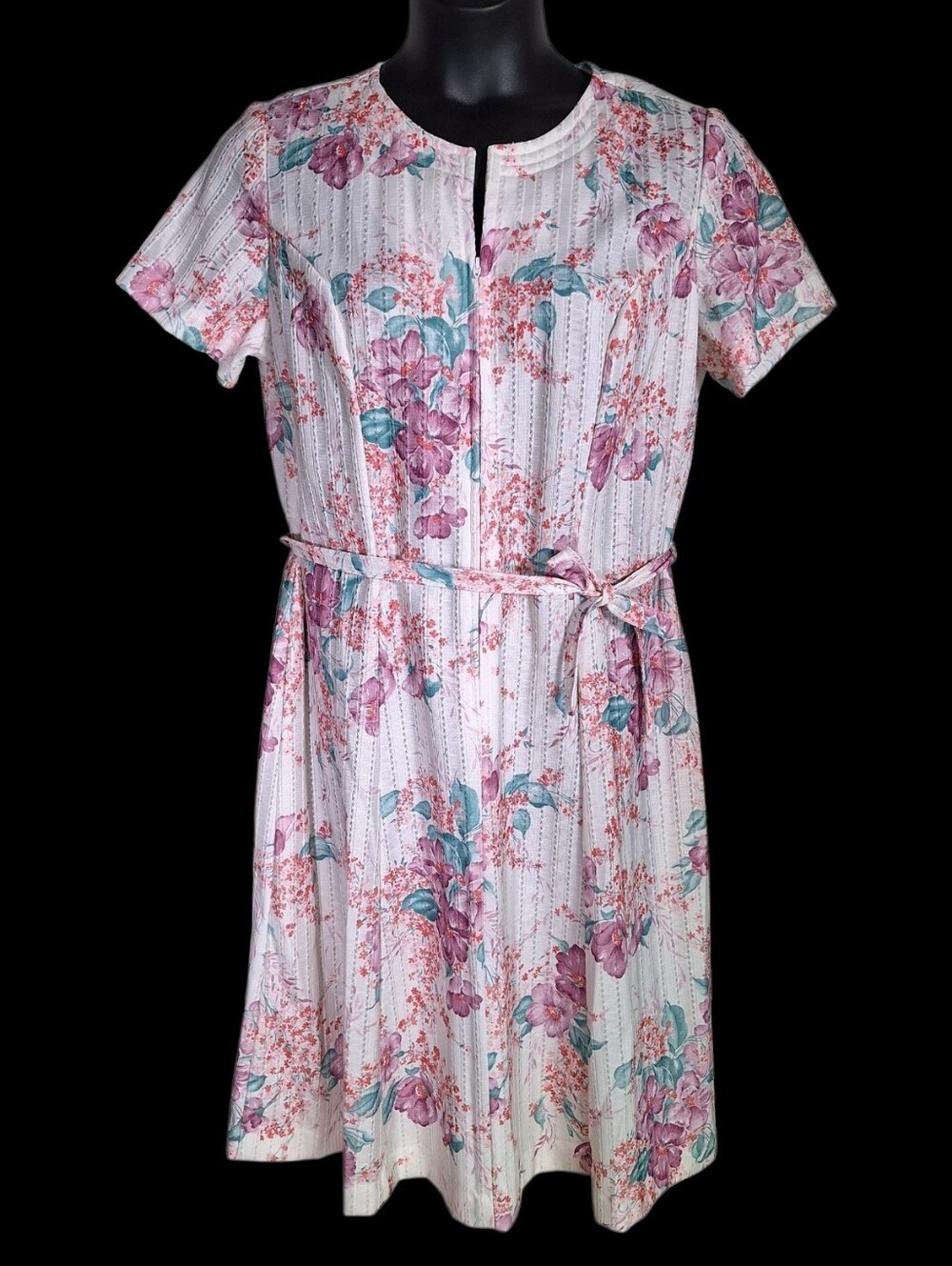Vintage 70s Floral House Dress L/XL Semi Sheer Grannycore Cottagecore Muumuu